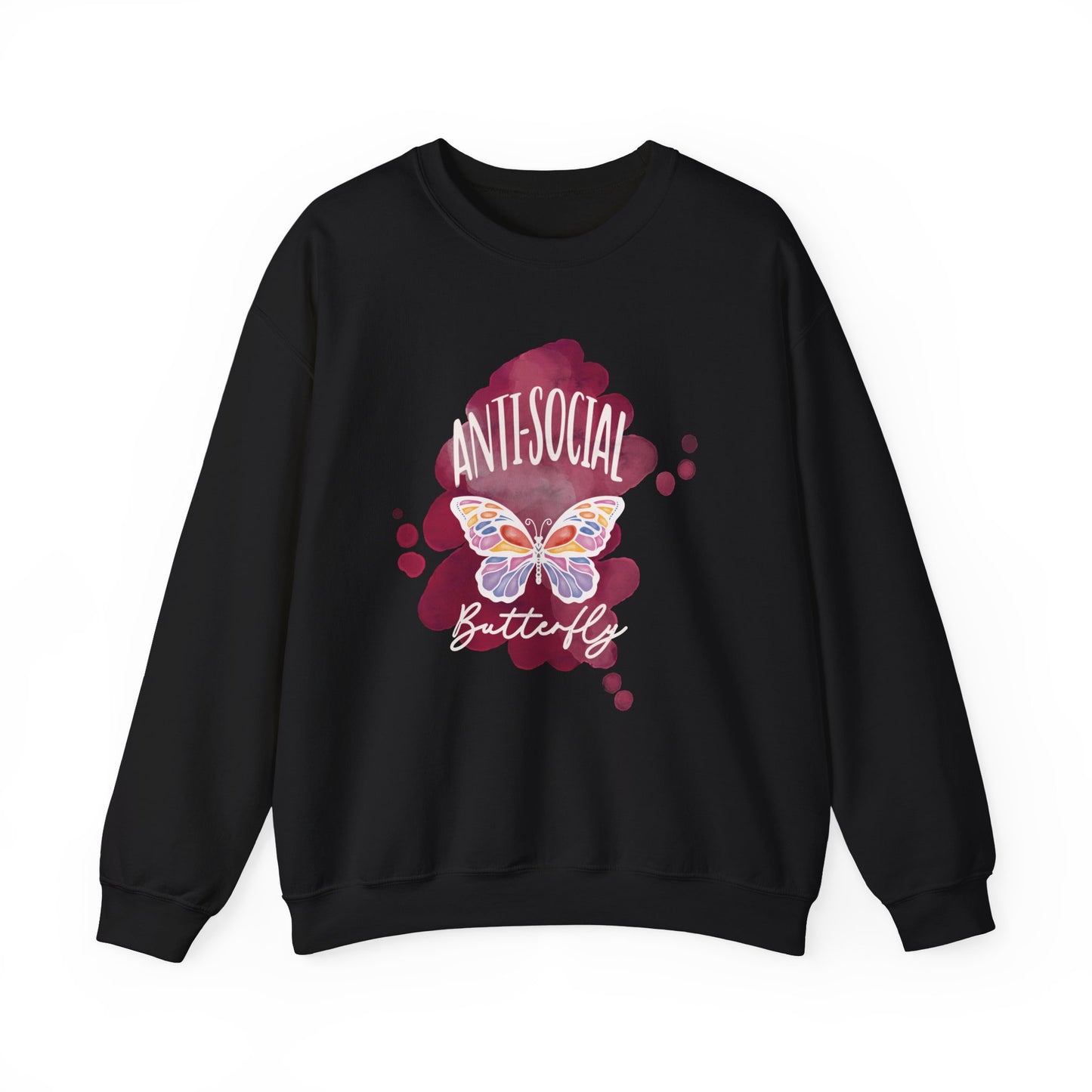 ' Antisocial Butterfly’ white on black Crewneck Sweatshirt
