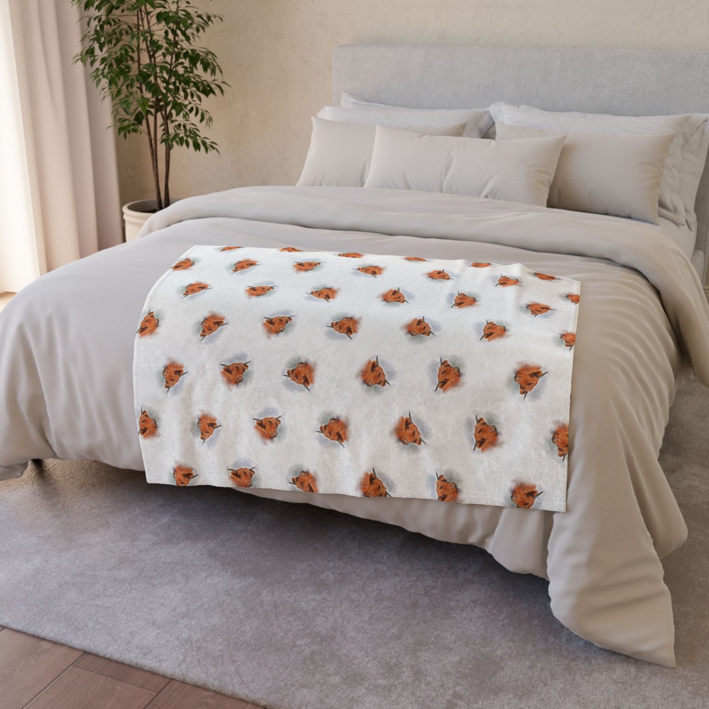 Cozy Blanket - Illustrated highland cow design