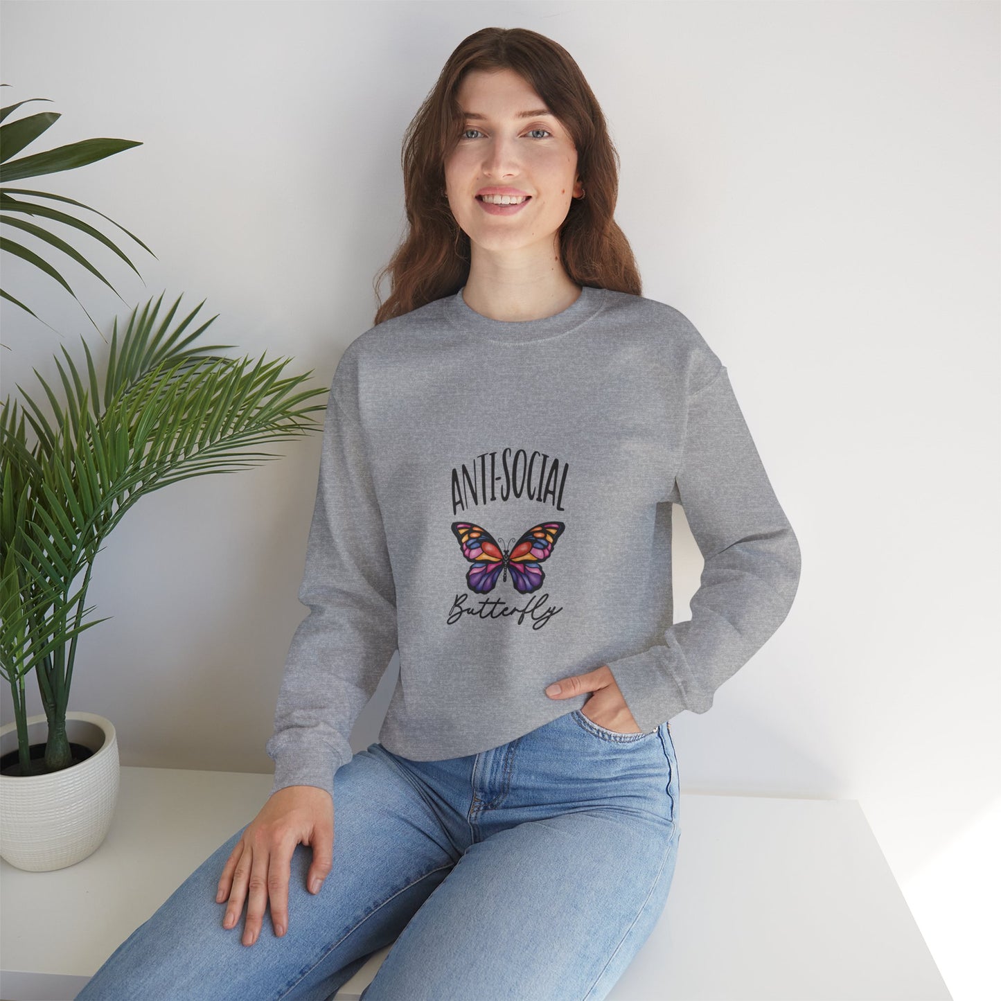 Crewneck Sweatshirt 'Anti-social butterfly'