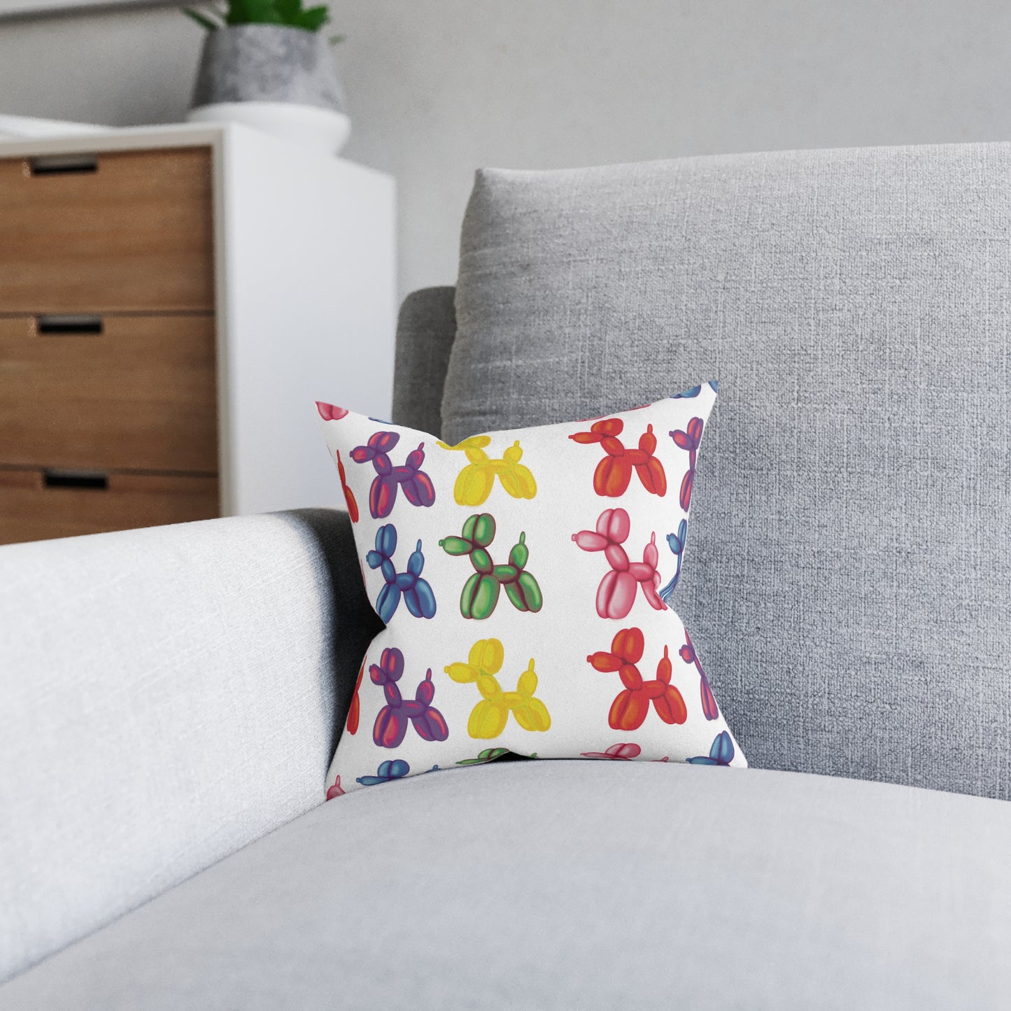 Square Pillow - Bright Balloon Dog Cushion