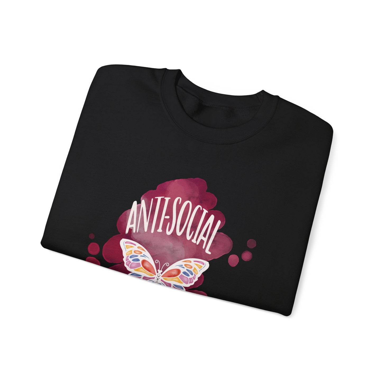 ' Antisocial Butterfly’ white on black Crewneck Sweatshirt